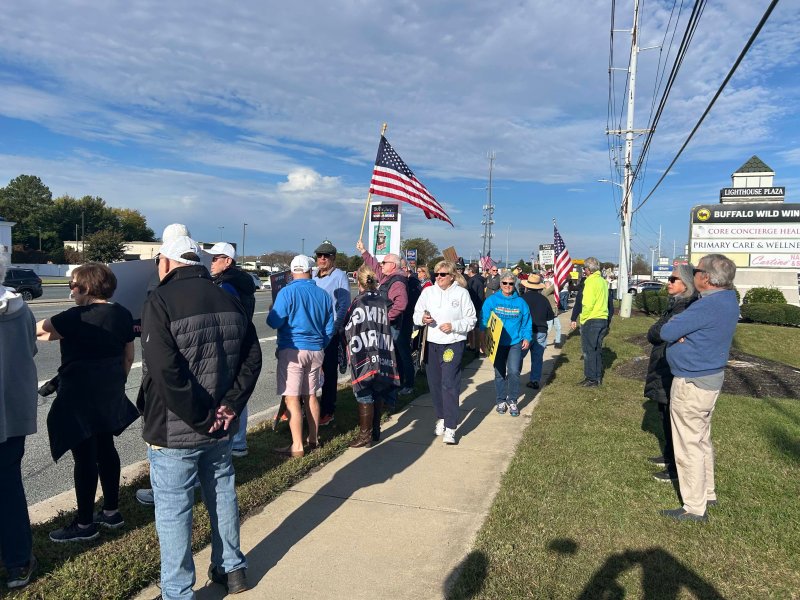 It is estimated that thousands of people participated in peaceful protests Oct. 18 on Route 1 in Rehoboth Beach, above, and on The Circle in Georgetown. BOB DUNBAR PHOTO
