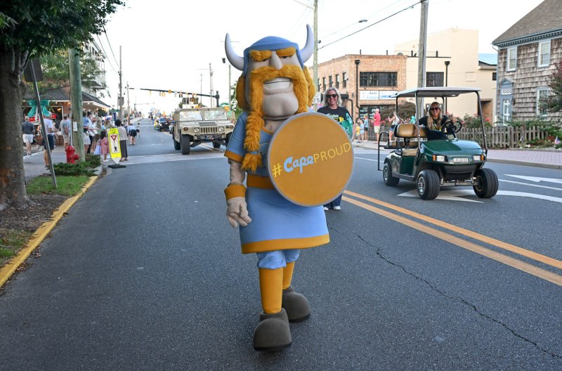 Cape Henlopen High School’s new mascot suit made its debut at the Homecoming parade in Lewes. DAN COOK PHOTO
