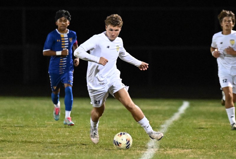 Cape junior Austin Tyndall controls the ball in the midfield.