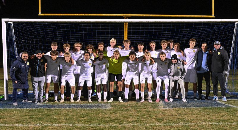 The Cape boys’ soccer team will face Indian River or Sussex Academy for the Henlopen Conference Championship Saturday, Nov. 1. Shown are (back row l-r) Logan Nichols, Keagan McMahon, Quin Eisenmann, Hedgie Swier, Jacob Panyko, Brenner Short, Lawson Whaley, Will Burke,  Austin Tyndall, Blake Fitzgerald, Kasen Adams, Carter Matarazzi, Lee Levis, Pete Jannelli (Volunteer Coach), Patrick O'Leary (JV Head Coach) and (front row l-r) Logan Nichols, Keagan McMahon, Quin Eisenmann, Hedgie Swier, Jacob Panyko, Brenner Short, Lawson Whaley, Will Burke,  Austin Tyndall, Blake Fitzgerald, Kasen Adams, Carter Matarazzi, Lee Levis, Pete Jannelli (Volunteer Coach), Patrick O'Leary (JV Head Coach)
Patrick Kilby (Varsity Head Coach), Scott Smith (Varsity Assistant Coach), Jackson Hess, Seth Benjamin, Nate Falcone, Noah Flechier, Anton Schierenberg, Jorge Ruiz, Colby Wheeler, Logan Cortijo, Steve Kilby (Assistant Coach).  DAN COOK PHOTOS