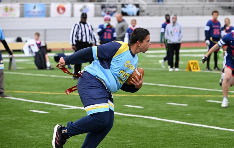 Cape’s Austin Hastings runs for a first down.