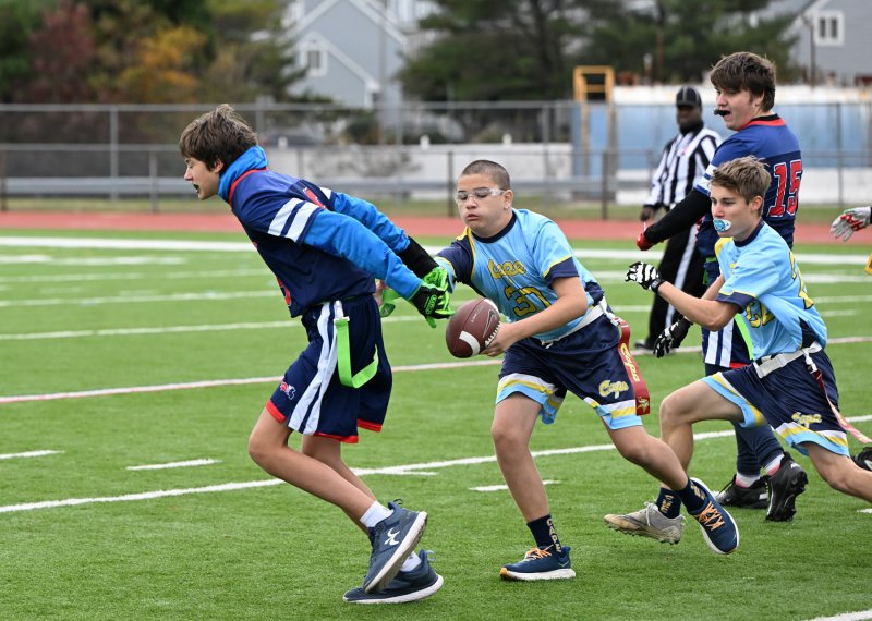 Cape’s Julian Puente causes a fumble.