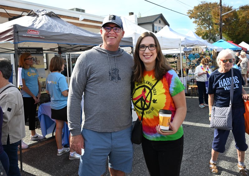 Sharing a moment at the event are Sen. Russ Huxtable, D-Lewes, and  Congresswoman Sarah McBride.