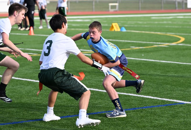 Cape sophomore Luke Archer does a spin move and runs for a first down.