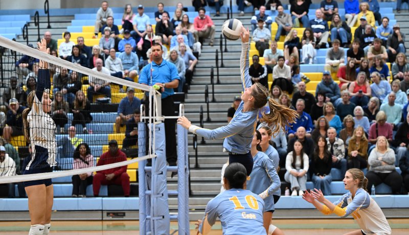 Cape senior Amalia Fruchtman slams a kill shot.