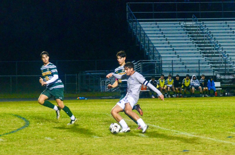 Sussex Academy senior George Sapna tickled twine from 28 yards out on this shot.