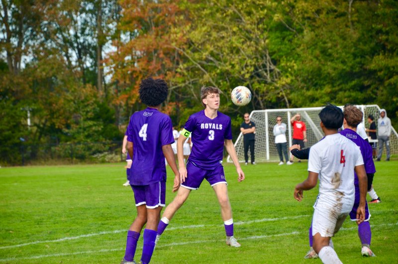 Delmarva Christian captain Noah Barbrow keeps his eye on the ball.