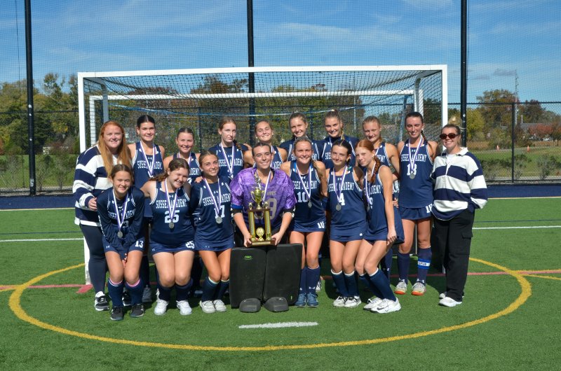 The 2025 Henlopen South field hockey champion Sussex Academy Seahawks. Shown in back are (l-r) Caitlyn Hardy, Avery O’Connor, Audrey Snyder, Grier Lawson, Liz Layton, Mave Lawson, Ryan Lowe, Meredith Schiff, Shea Danahy and Lexie Thomas. In front are Jillian Reed, Catherine Ellis, Logan Stiles, Kacie Rawlings, Bailey Mears, Mady Lehman and Emma Orlen. AARON R. MUSHRUSH PHOTOS