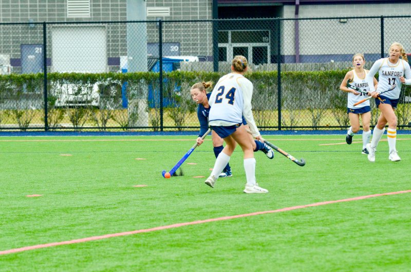 Sussex Academy freshman Audrey Snyder gets off a pass.