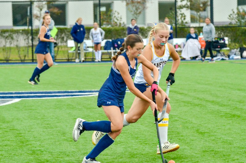 Seahawks freshman Mady Lehman runs into Sanford territory.