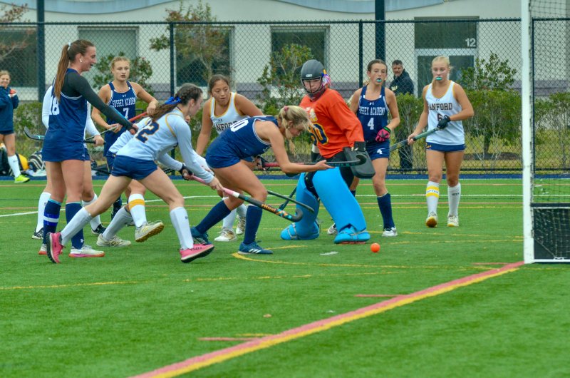 Sussex Academy junior Bailey Mears scores the second goal of the game.