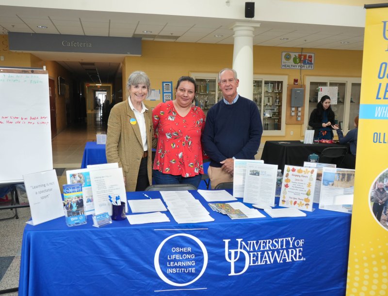 Representing the Osher Lifelong Learning Institute are (l-r) Trish Dennison, Roxana Burciu and Bill Dennison.