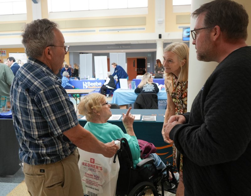 The expo gives folks with Parkinson’s and their loved ones an opportunity to learn more about Parkinson’s research, care options and more. Pictured are (l-r) Gary and Mary Presler, co-founder and CEO Debi Brooks of the Michael J. Fox Foundation for Parkinson’s Research, and Dan Presler.