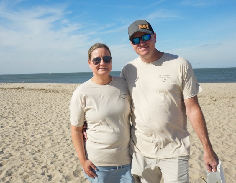 Morgan, left, and Dennis Edgar attend the walk to honor their son Waylon, who died only a week after he was born.
