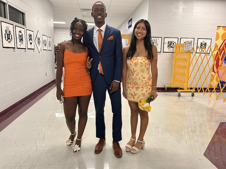Sussex Academy seniors (l-r) Debora Williams, Jesse Jean-Louis and Princessa Lopez Diaz arrive at the Homecoming dance Oct. 18. SUBMITTED PHOTO