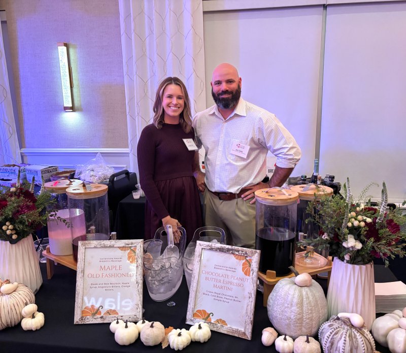 Breakthru Beverage’s Angel Brock, left, and Joe Cahill offer seasonal drinks, including a chocolate peanut butter espresso martini and maple old fashioned.