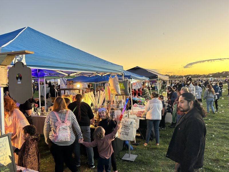 Attendees at Zombie Fest walk through the vendor alley.