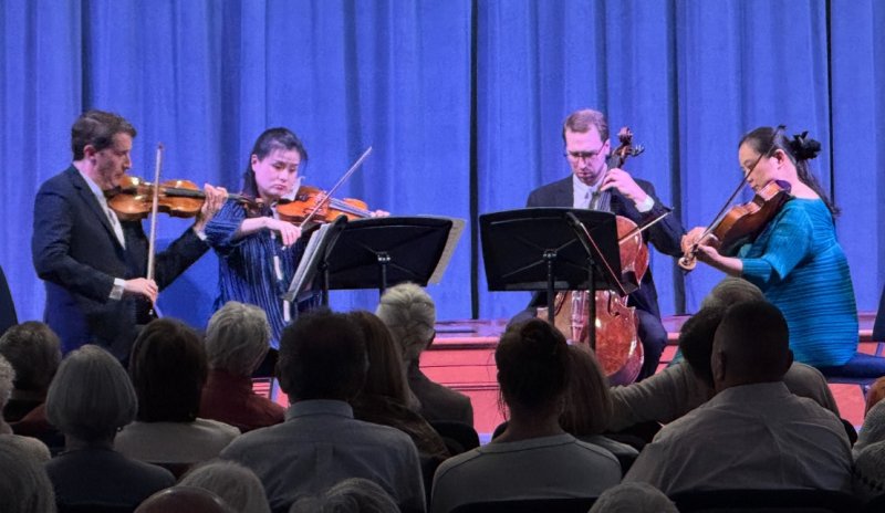 A performance by Rosamund String Quartet opened the Coastal Concerts season in Lewes. Musicians shown are (l-r) Noah Bendix-Balgley, violin; Shanshan Yao, violin; Nathan Vickery, cello; and Teng Li, viola. SUBMITTED PHOTO