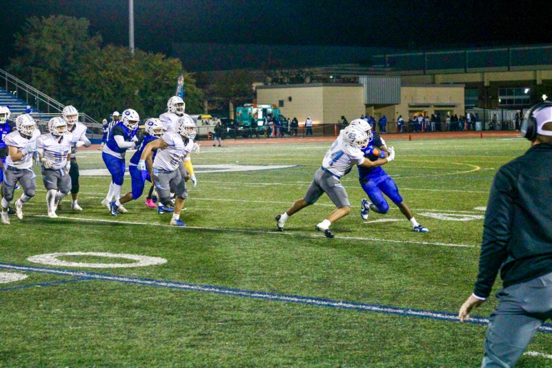 Cape senior Dell Richards makes a solo tackle.