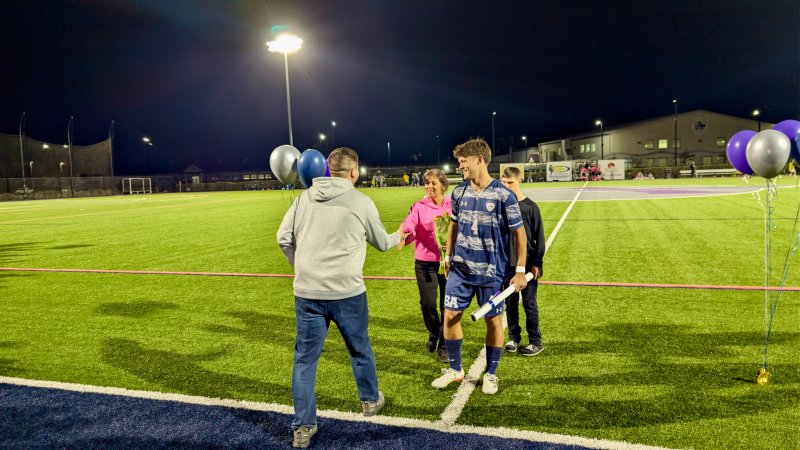 Head of School Kyle Bentley shook hands with the seniors and their families and is a fixture on Sussex Academy sidelines and in the bleachers.
