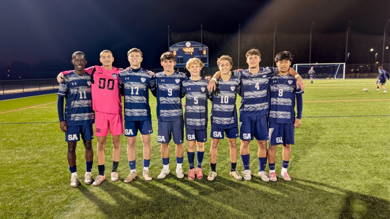 The 2025 Sussex Academy boys’ soccer seniors are (l-r) Jesse Jean-Louis, Austin Taylor, Chase Ballinger, George Sapna, Noah Benz, Liam Stegall, Ben Steimel and Ruendi Ortiz-Santos. AARON R. MUSHRUSH PHOTOS