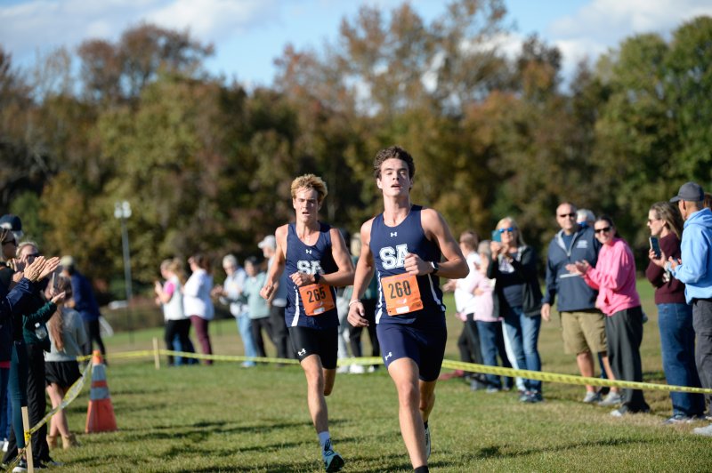 Sussex Academy’s Ben Moody finishes in 17:27.1, with teammate Will Parker just behind in 17:27.6.