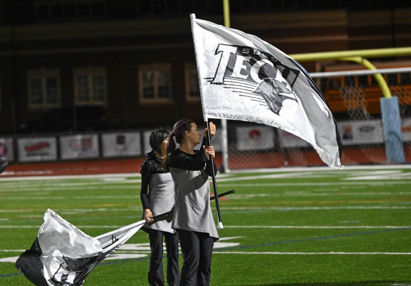 Aliyah Gregson performs with the Sussex Tech flag corps.
