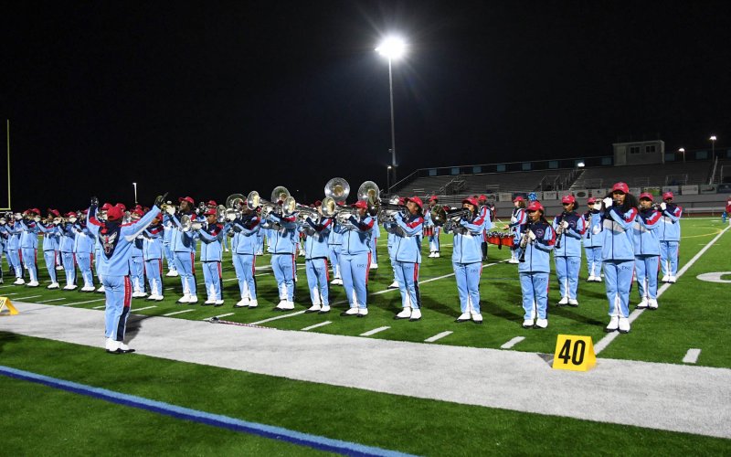 The Delaware State University band entertains the crowd.