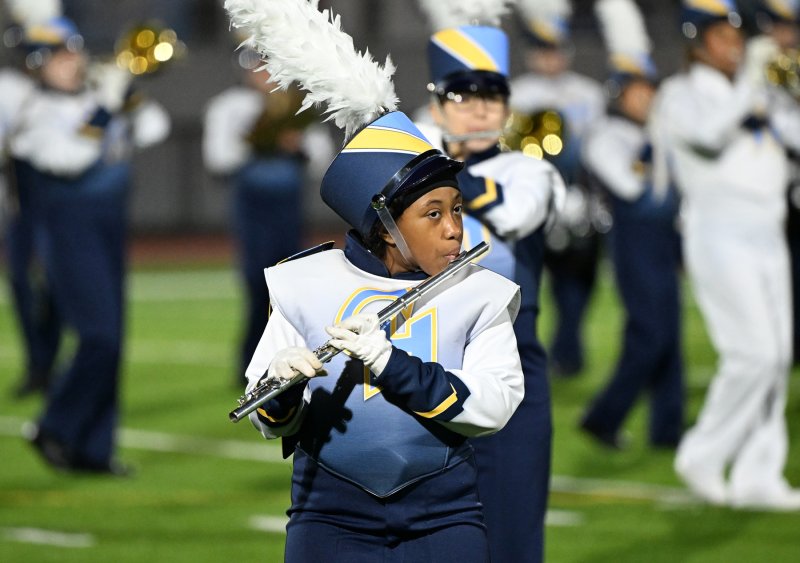Kevin Harris plays the flute with the Cape marching band.