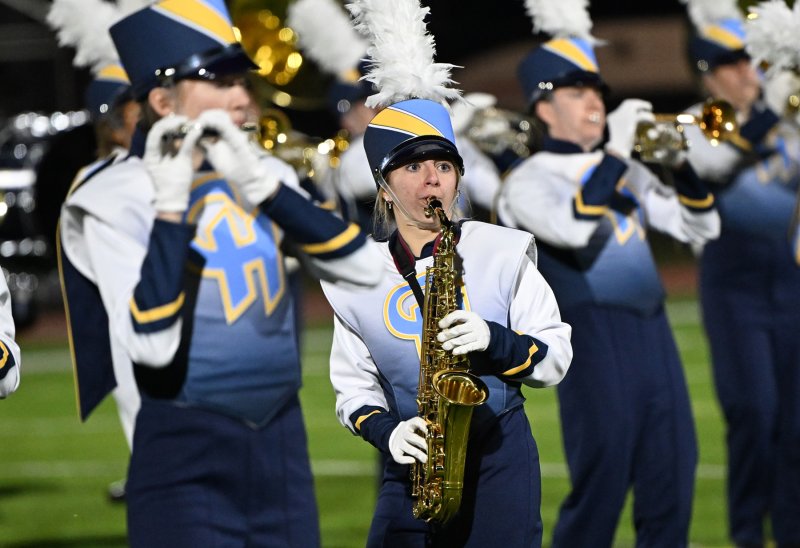 Ally VonLindenberg wails on the sax for the Cape marching band.