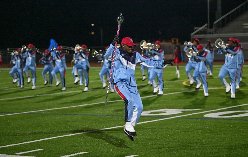 Drum Major Zuri Brown gets energy from the marching band.