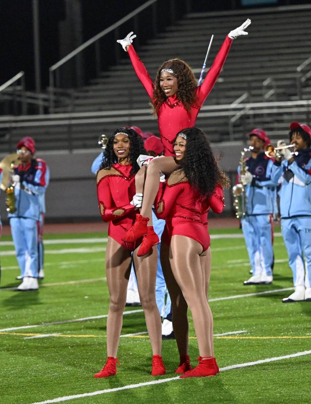 Performing with the Delaware State dance team are Paris Jefferies, Mikaela Gordon and Nia Williams.