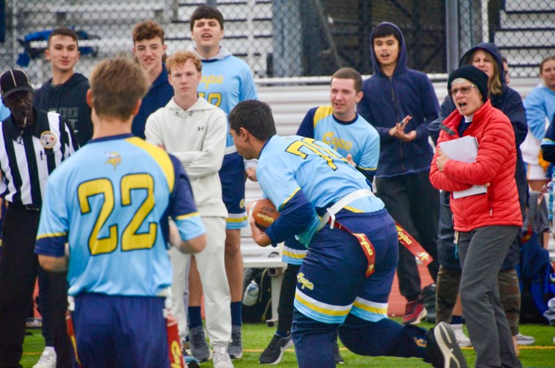 Cape junior Austin Hastings makes a turn up the sidelines.