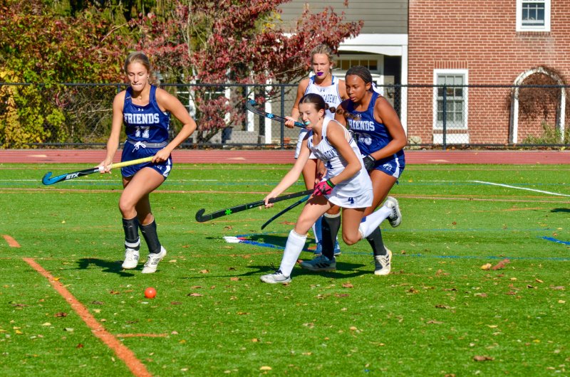 Sussex Academy freshman Mady Lehman races toward the ball.