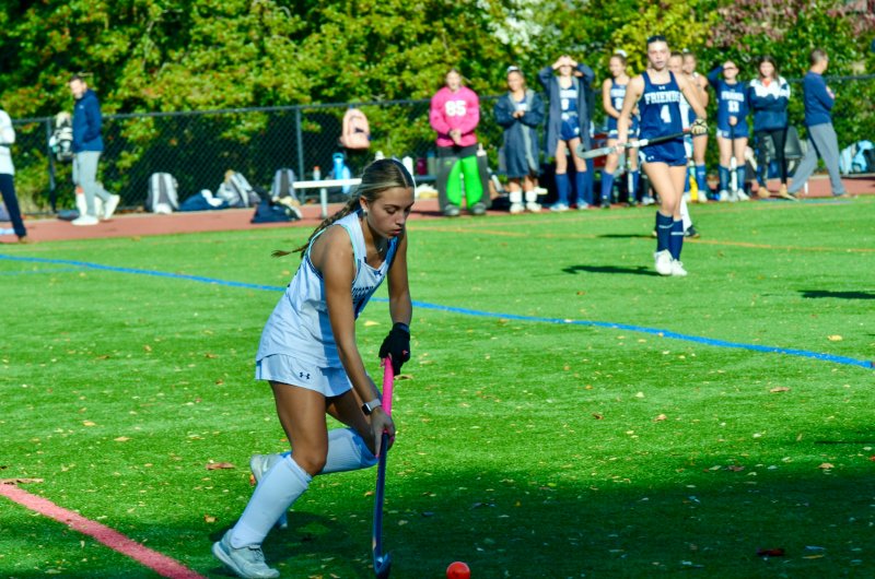 Sussex Academy sophomore Logan Stiles begins to carry the ball.