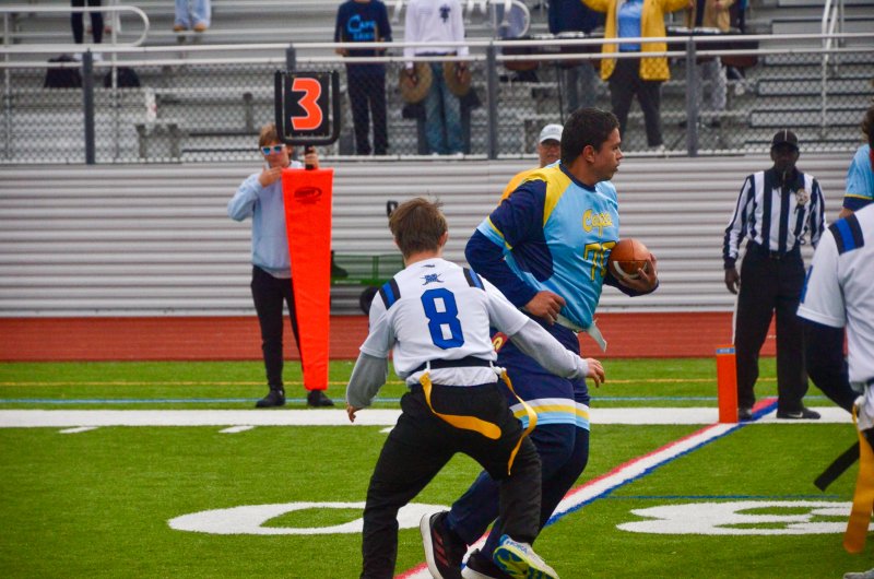 Cape junior Austin Hastings crosses into the end zone for six points on a reception.