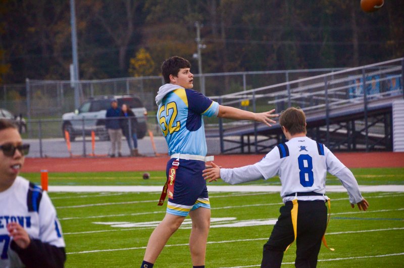 Cape sophomore Michael Anthony puts the ball right on the money on a two-point try.
