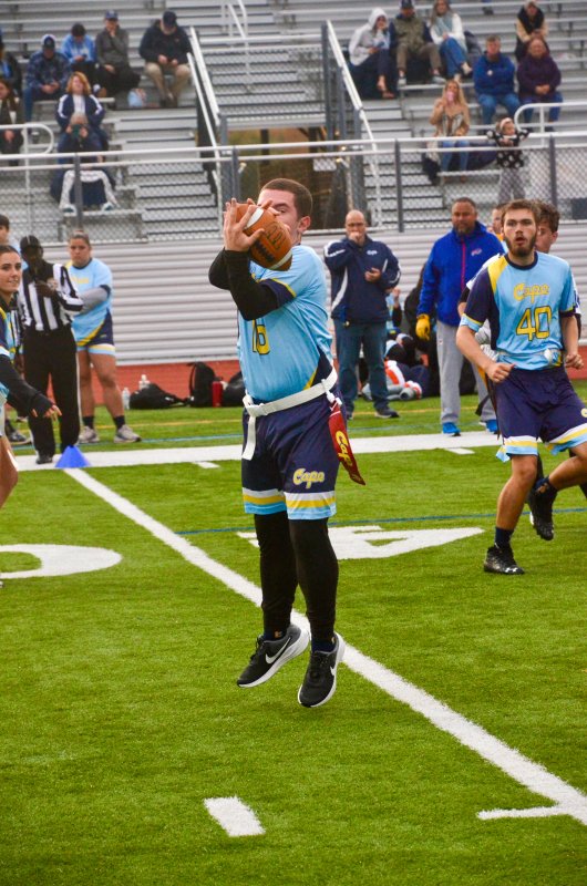 Cape sophomore Zack Valles hauls in a catch.