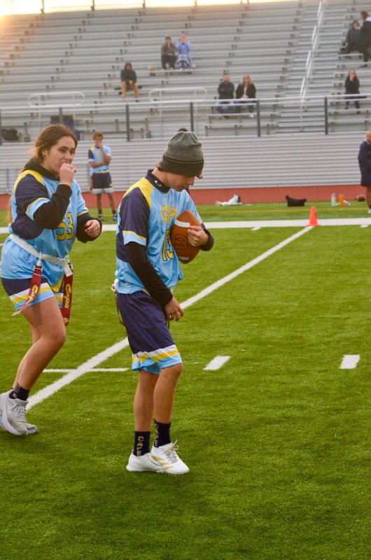 Vikings sophomore Xavier Zimmer struts his stuff on a run.