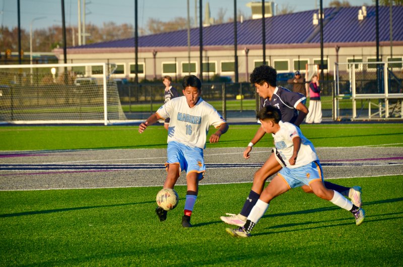 Mariner eighth-grader Juan Lopez Aj snuffs out the danger.