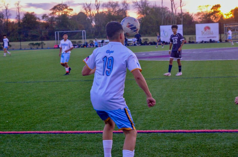 Mariner seventh-grader Juan Panuceno Rodriguez has a face-to-face with the ball.