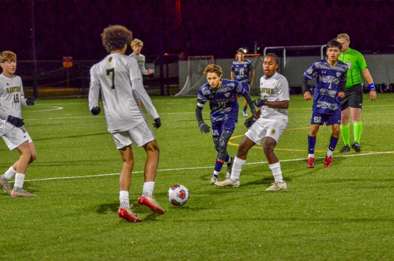 Seahawks senior Liam Stegall keeps a bird’s eye watch on the ball.