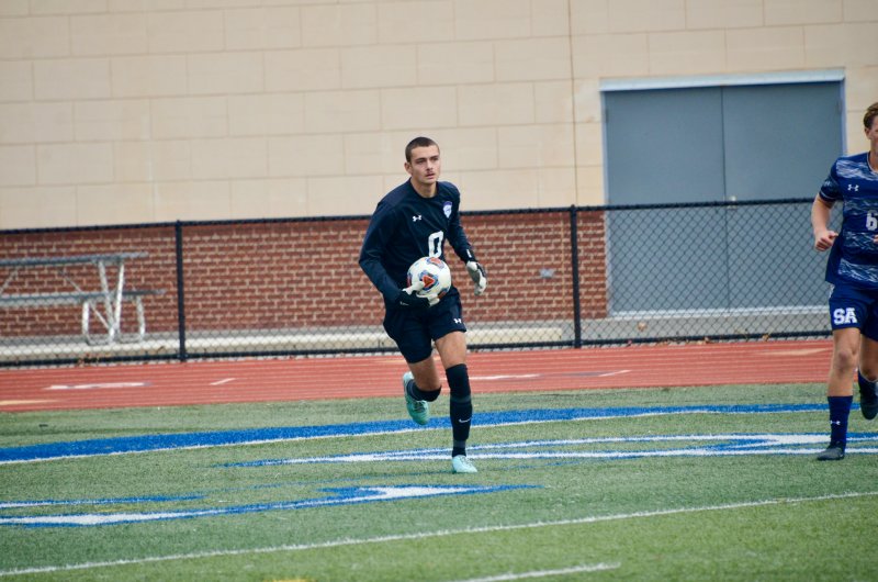 Seahawks senior Austin Taylor looks for options after collecting the ball.