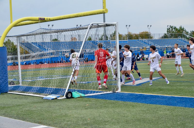Saint Mark’s sophomore Scott McDermott stops a would-be goal shortly after scoring the game-winner.