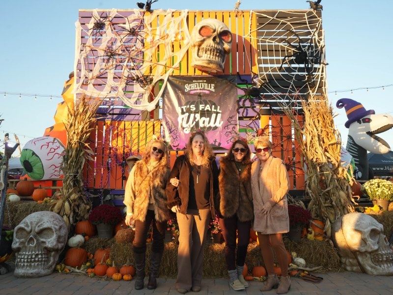 The sunset adds a golden glow to these women dressed as reindeer. Shown are (l-r) LaDon Hinchy, Cherly Hinchy, Arlene Sinar and Faith Roussey.