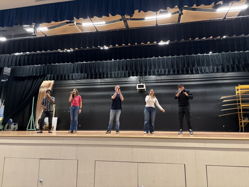 Backtrack Vocals a capella singers are (l-r) Max Addae, Melissa Jordano, Mike Hinkle, Chrissy Alioso and Michael Crisole.