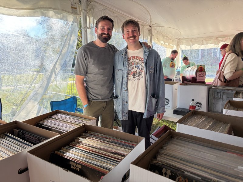 Manning their Wharf Rat Records vintage vinyl station are Ben Quillin, left, and Will Quillin.