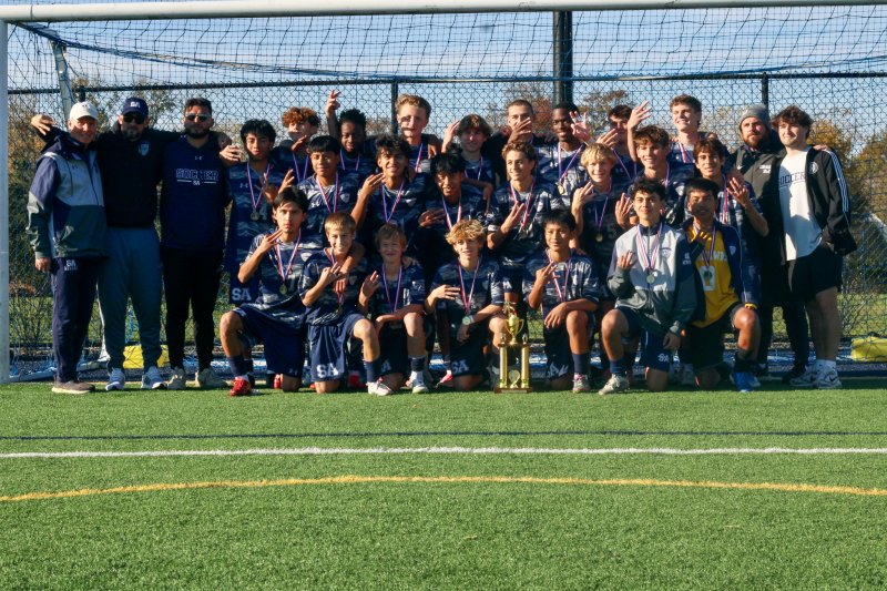 The 2025 boys’ soccer Henlopen Champion Sussex Academy Seahawks. Shown in back are (l-r) Tom O’Donnell, Kyle Wheatley, Arturo Salas, Jayden Sanches-Perez, Alex Horner, Marc Williams, Carson Klahr, Leo Benz, Austin Taylor, Jesse Jean-Louis, Ben Steimel, Chase Ballinger, R.J. Dina and Aidan McDade. In middle are Iker Velasquez Velasquez, Brandon Jaimes, Ruendi Ortiz-Santos, Liam Stegall, Noah Benz, George Sapna and Bodhi Williams. In front are Jose Figueroa-Morales, Buddy Zorn, Daniel Mareev, Nico Haskell, Alec Perez-Sanchez, Jayden Velasquez and Benjamin Figueroa-Morales.