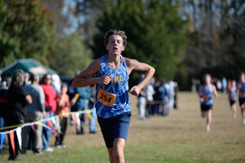 Ethan Thompson of Cape wins the JV race in 17:47.
