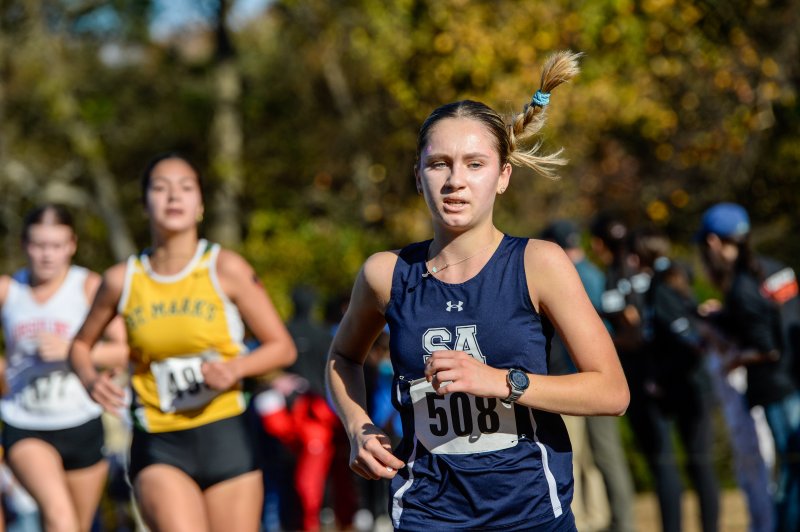 Katya Geyer of Sussex Academy logs a time of 22:10 at the Division II Cross Country Championship. DAVE FREDERICK PHOTOS
